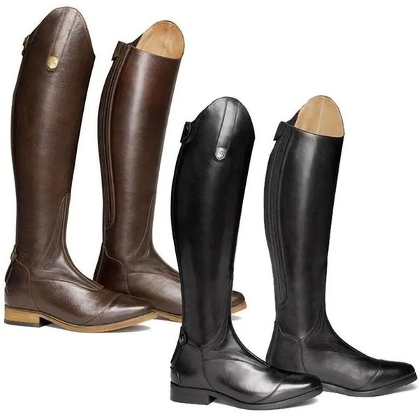 Bottes d'équitation bottes hautes cheval genou cavalier chaussures en cuir équestre longue Bootcut cavalier large arbre Costume médiéval pour les femmes 231018