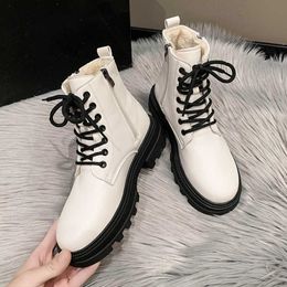 Bottes Rimocy 2022 Plate-forme en peluche Bottines pour femmes Outdoor Casual Warm Winter Botas Mujer Pu Leather Anti-Slip Lace-Up Snow Boots AA230406