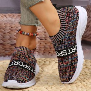 Boots Rimocy Mix Color Sock Sneakers pour femmes Slipon décontracté Chaussures de sport respirant Femme 2023 Automne Mesh Tricoted Walking Chaussures 43