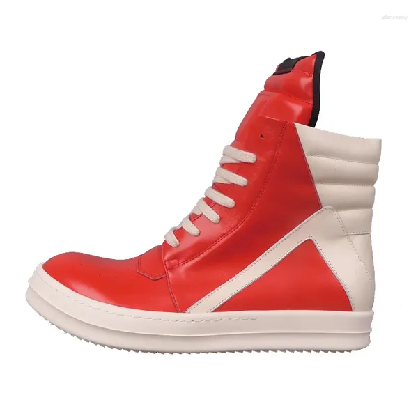 Boots rmk beews mascules femmes la cheville pour hommes de bassonnerie larges de chaussures à vaches de vache triangle haut toit unisexe zipper rouge