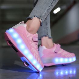 Botas Roller Skate Shoes 2 Ruedas Sneakers 2022 Fashion Sports Casual Casual Biños Niños Niños Outdoor Juego de juguete Boots LED LED