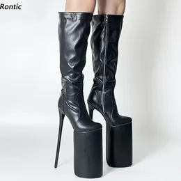 Boots Rontic Customzie Color Femme Hiver Knee Unisexe Stiletto Talons Round Toe Super Sexy Black Night Club Chaussures Us Taille 7-15