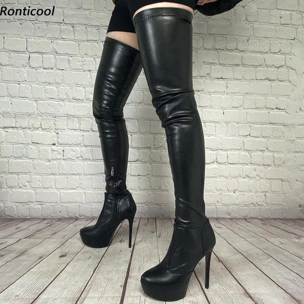 Boots Ronticool Femmes CHIGH SPRINGLÉE FLEXIBLE SEXY STTILETTO Talons Round Te Black Night Club Cosplay Men Chaussures Chaussures 35 43 45 47 52