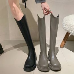 Bottes Round Toe Lolita Boots Chaussures sexy cuisses High Heels High Sexy Bootswomen Ladies Overtheknee Rubber 2023 Stiletto Leather Rock