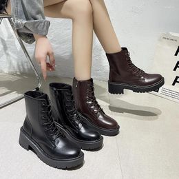 Botas de punta redonda para mujer, zapatos femeninos con cremallera, zuecos de diseñador de lujo, plataforma Lolita a media pantorrilla, moda para mujer, Med Rubber Rid, 2024