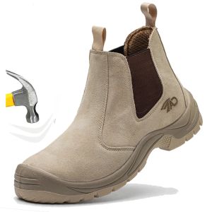 Botas Botas de seguridad para hombres Construcción de zapatos de trabajo con el deslizamiento de los dedos de acero sin soldadura de soldador