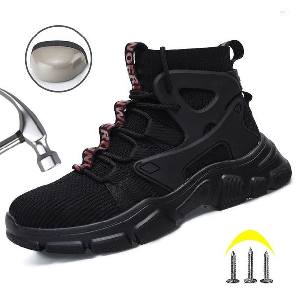 Botas Zapatos de seguridad Hombre Mujer para el trabajo Anti-Smash Ligero Transpirable Hombres Punta de acero Indestructible Zapatillas de deporte masculinas