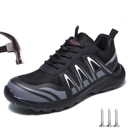 Botas Zapatos de seguridad Hombres Transpirable Puntera de acero Zapatillas de trabajo Indestructible Antismash Protector 230928