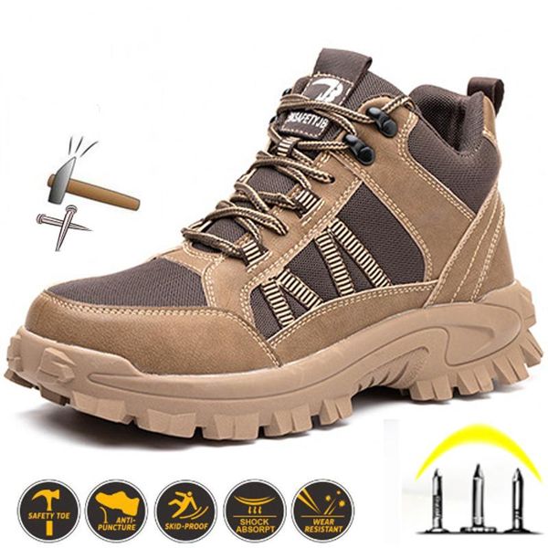 Botas Zapatos de trabajo de seguridad para hombres Zapatillas de construcción con puntera de acero indestructible Combate para todas las estaciones