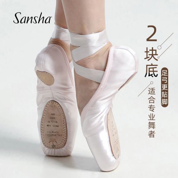 Boots Sansha Ballet Pointe Shoes Splite Leather Sole 2 Standard Durness Girls Femmes Dance chaussures avec ruban 2023SL