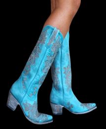 Boots Sarairis Big Taille 43 Retro broderie Cowboy Cowgirl Western Chunky Toe Pointed Calf Casual Rome Shoes 5782542