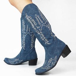 Bottes Sarairis Mode Concise Broder Talon Carré Cow Boy Western Confortable Grande Qualité Femmes Chaussures 221013