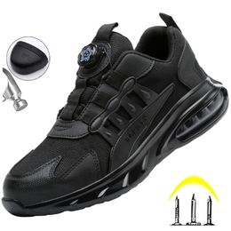 Laarzen Veiligheid Beschermende Schoenen Draaiende Knop Werk Sneakers Luchtkussen Veiligheid Heren Lichtgewicht PunctureProof schoenen 230922