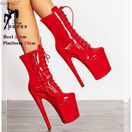 Boots Sexy Pole Dance Chaussures 20cm Férâtre Fipper plate-forme de cheville Boots noir 8 Super High Heels Ladies Plateforme High Heels Short Boots2404