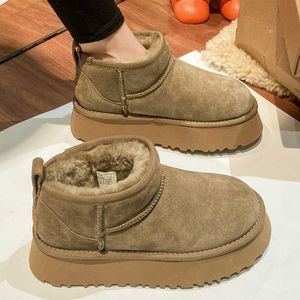 Bottes en peau de mouton laine complète anti-dérapant neige femmes Mini court chaud hiver épaissi chaussures Botas 221215