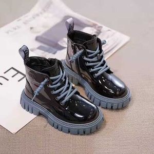 Boots Shoes for Girls Autumn PU Leather Fashion Kids Boots Girl Child Toddler Girl Boots Warm Waterproof Boys High Boots L0828