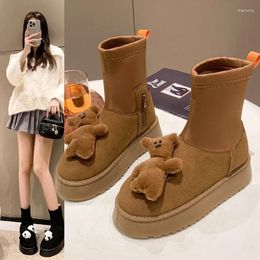 Boots Chaussures pour femmes 2024 Carton de mode coréenne Coton de loisirs extérieur pour femmes Coton confortable et chaleureux Snow