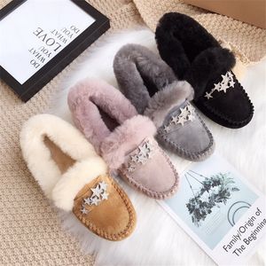 Boots Chaussures Femmes 100% Natural Fur Mocasins Locs doux en cuir authentique Féquettes Femelles Femelles Snow 221124 Femme