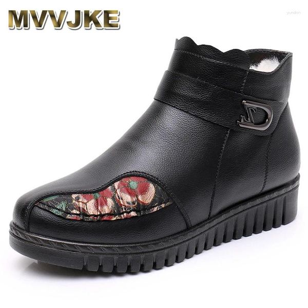 Botas cortas de cuero genuino con estampado de hebilla para mujer, botines cálidos de invierno, zapatos transpirables ligeros y suaves, informales