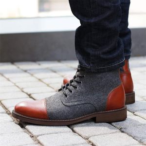 Laarzen korte mannen retro Britse schoenen mode casual klassieker pu ing faux suede veter straat buiten dagelijkse advertentie lac