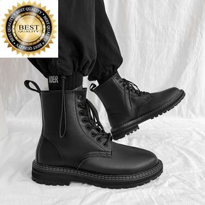 Bottes show hommes mode scène modèle moto bottes noir plate-forme chaussures haut top cowboy botte beau en cuir véritable court botas homme 230831