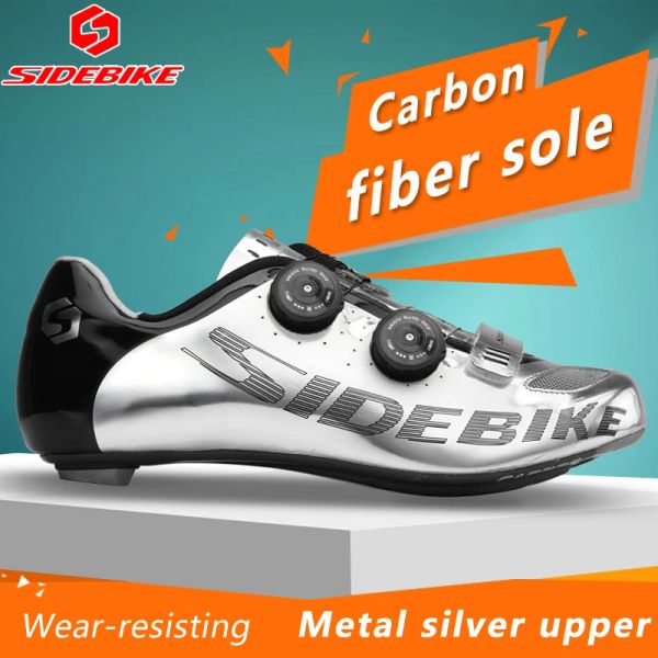 Boots Side Bike 002 Chaussures de vélo de route en fibre de carbone hommes / femmes chaussures de sport Racing Professional Chaussures de vélo compétitives Selflocking