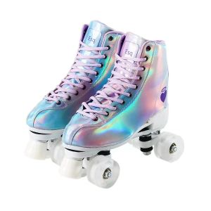 Boots Sier Women Men 2 Choix Pu Leather Rouleau Skates Chaussures Patinines Poudons Quad Sneakers Débutant 2 Row Adult 4 Roues