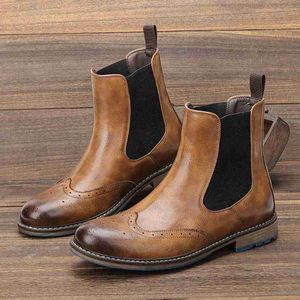 Laarzen Maat 39~48 Brogue Chelsea Mannen Laarzen Klassieke Amerikaanse Stijl Leren Laarzen #Al664 L230802