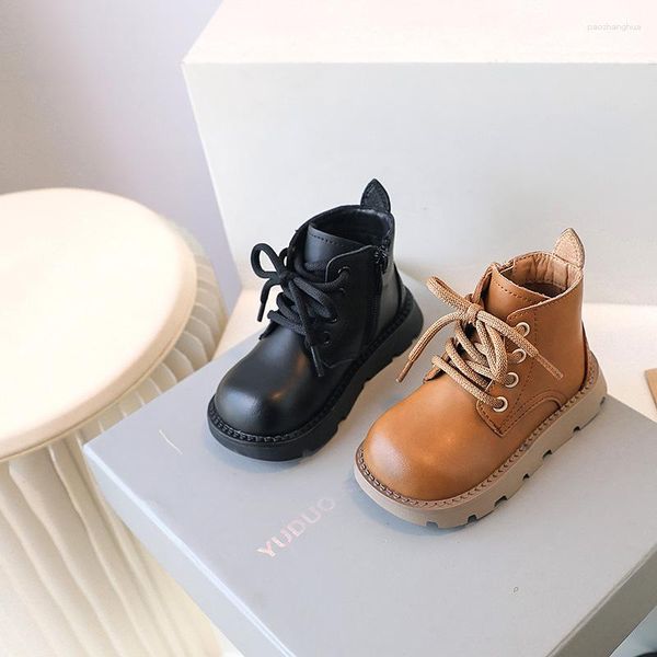 Botas Size22-25 Otoño Estilo europeo y americano Cuero para niñas Bebé para hombres Zapatos casuales para niños individuales