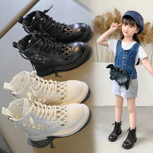 Bottes Size26-37 filles Rome chaussures été creux bottes courtes princesse sandales enfants bottines noir Beige 231019