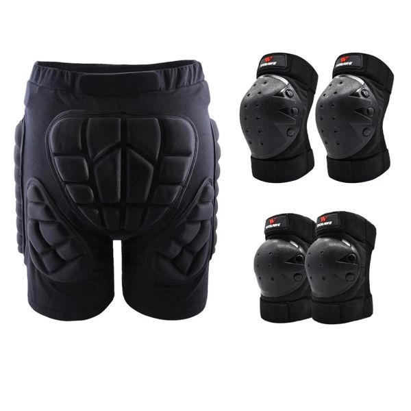 Botas protectores de esquí protector con almohadilla acolchada de patinaje patinador protección de impacto de snowboard+almohadillas de codo+protectores rodillas de rodilla guardia