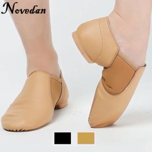 Botas Slip On Jazz Dance Sneakers Dancing Shoes para Ladies Black Tan Leather Dance Zapatos de baile Jazz para mujer Niños