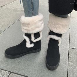 Boots Slip on Shot's Winter Shoes Femme Femme Vow Suede Botas Basic Style Warm Inner Fashion Snow