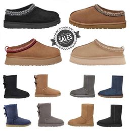 Laarzen Sly uggsboot tasman Chesut Designer Bont Schapenvacht Tazz Booties voor Dames Australië Ultra Mini Platform Ity Slide Snow Winter Boot