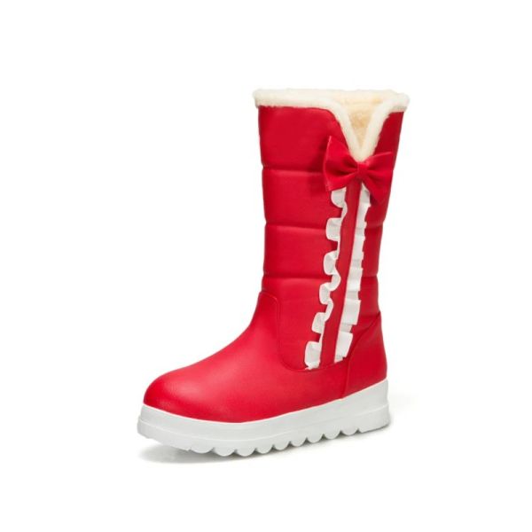 Bottes petites et plus taille 3044 Nouvelles bottes de neige d'hiver en fourrure chaude Femme Femmes Tendages Medcalf Boots blancs Blanc Black Red Shoes Girls C126