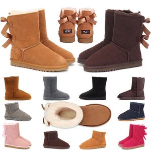 Bottes Bottes de neige Plateforme Chaussures Designer Classic Bow Femmes Dune Boucle Australie Bottillons Femmes Châtaigne Neige Demi Genou Court Hiver Garder Au Chaud