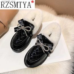 Bottes Bottes de neige 2020 hiver nouveau strass arc à fond plat mode Version coréenne couverture pied étudiants Maomao coton chaussures Q231012