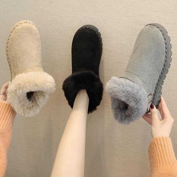 Bottes Bottes de neige pour femmes portant des vêtements d'extérieur d'hiver, nouveau Style, chaussures en peluche d'un pied, Version coréenne, chaussures chaudes en coton pour étudiantes