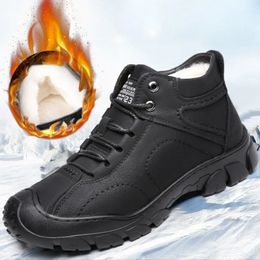 Bottes Bottes de neige hiver coton homme bottines anti-dérapant hommes chaussures de travail qualité à lacets imperméable en cuir mâle bottes Bota Masculina 231108