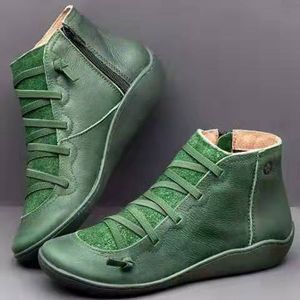 Laarzen Snowboots Vrouwen Winter Echt leer Enkel Lente platte Schoenen vrouw Korte Vintage Laarzen Met Bont voor vrouwen lace up laarzen 230728