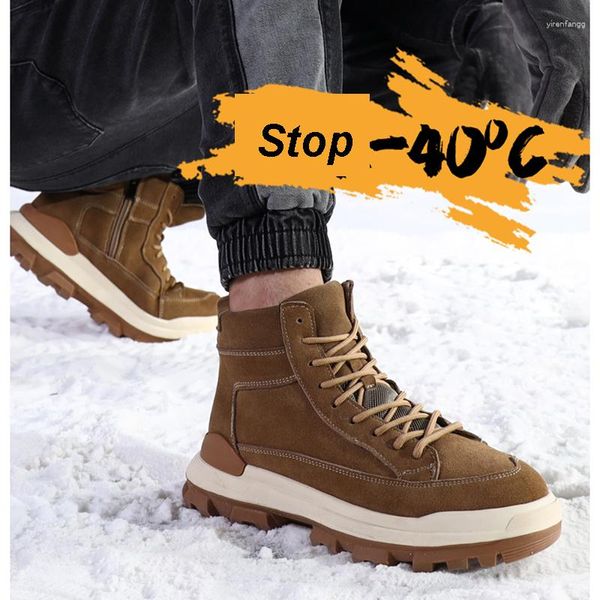 Bottes neige homme hiver véritable cuir de vache véritable laine de mouton baskets hommes ue USA mode décontracté extérieur chaud cheville basse