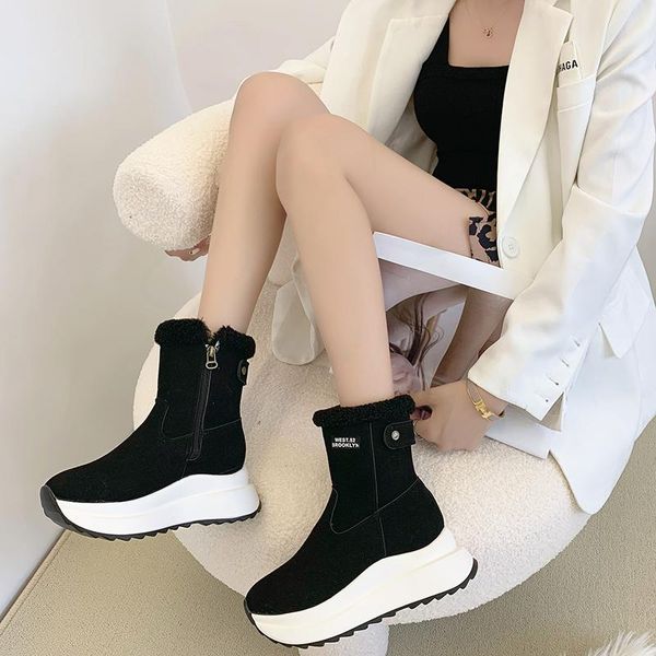 Bottes neige femmes 2021 hiver hautes peluches chaussures chaude plus taille facile usure fille blanche zip femme