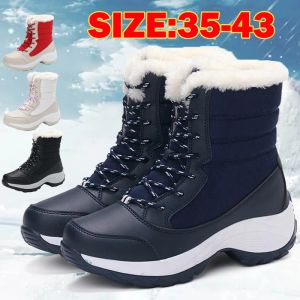 Boots Snow Women Boots Flat Ladies Shoes Platform Schoenen voor vrouwen Bont Warmschoenen Woman Nieuwe plus size Botas Mujer Winterlaarzen