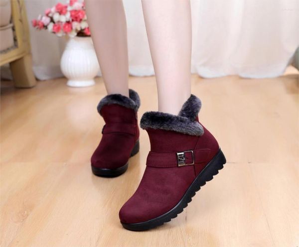 Bottes neige femmes boucle hiver dames chaud fourrure compensée bottine femme mode chaussures décontractées confort chaussures grande taille St480