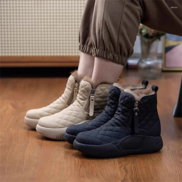 Botas de nieve para mujer invierno 2024 moda coreana zapatos de suela gruesa felpa engrosada