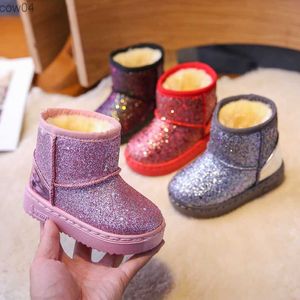 Boots Soft Bottom Toddler Girl Sneakers Winter Bling Kids Designers Shoes High Top Plush Big Boys Shoes Baby Shoes for Child G08045 L0825