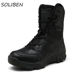 Laarzen Soliben Combat Army Boots Winter Outdoor Tactical Boots wandelen Desert Enkle Hunting Shoes Militaire Men Laarzen Botines Zapatos 230812