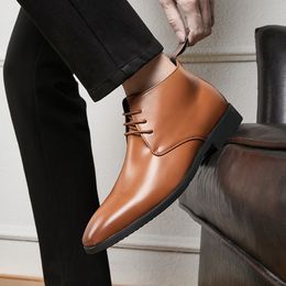 Boots hommes solides couleurs haut de gamme Pu Fashion pointu à orteil simple Lace Up Up Low Top Business Dress Shoes Ad E