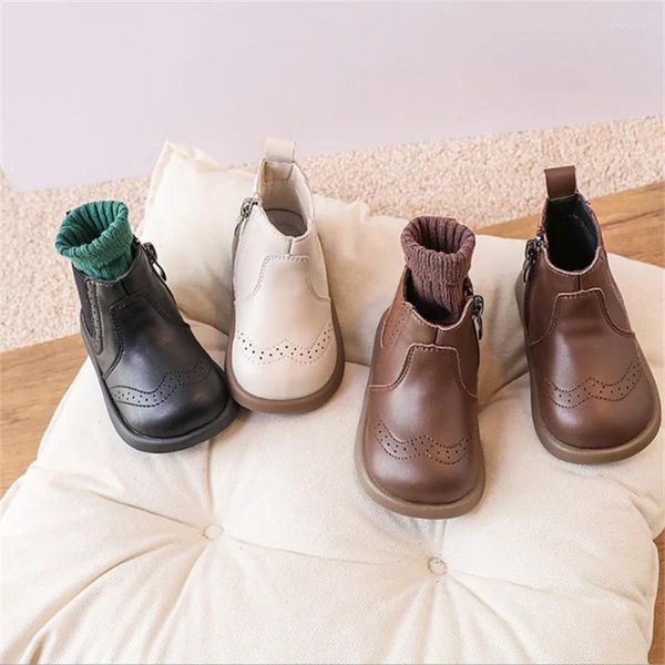 Bottes printemps / automne bébé chaussures en cuir enfant en bas âge enfants cheville semelle en caoutchouc mode infantile petites filles 15-25