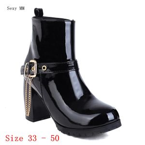 Boots printemps automne talons hauts femmes Boots de la cheville femme chaussures de bottes courtes petites plus taille 33 40 41 42 43 44 45 46 47 48 49 50